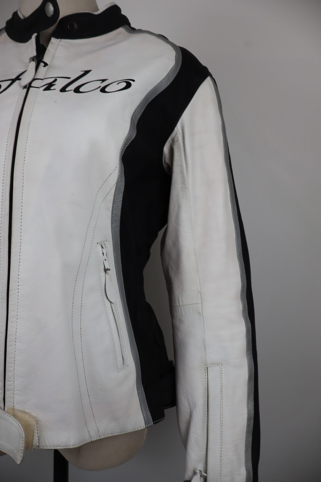 FALCO GIUBBINO PELLE MOTO DONNA Tg 44 BIKERS WOMAN VINTAGE JACKET PROTEZIONI