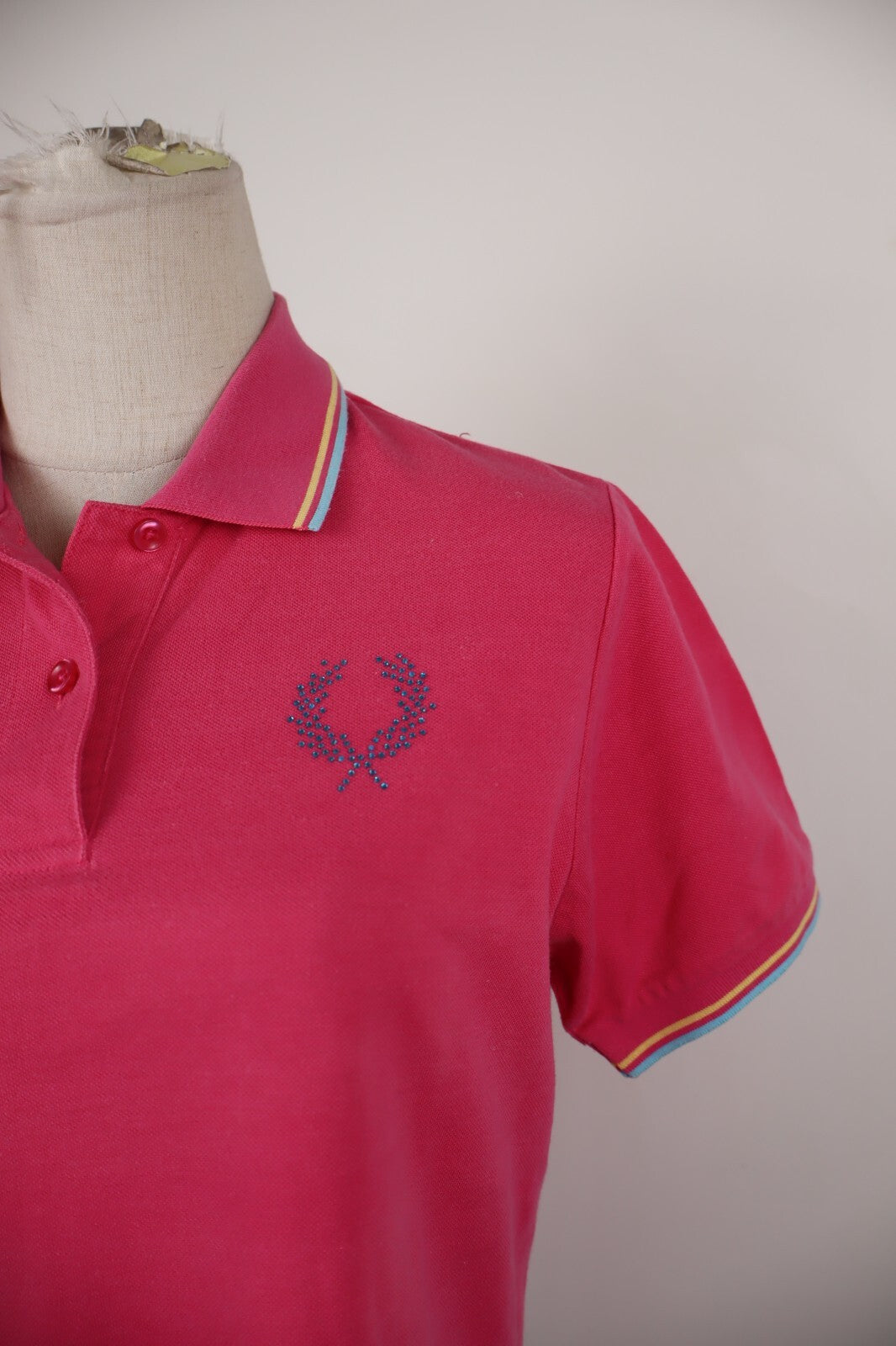 FRED PERRY  POLO MAGLIA DONNA COTONE TG. M WOMAN SHIRT CASUAL VINTAGE BIG LOGO