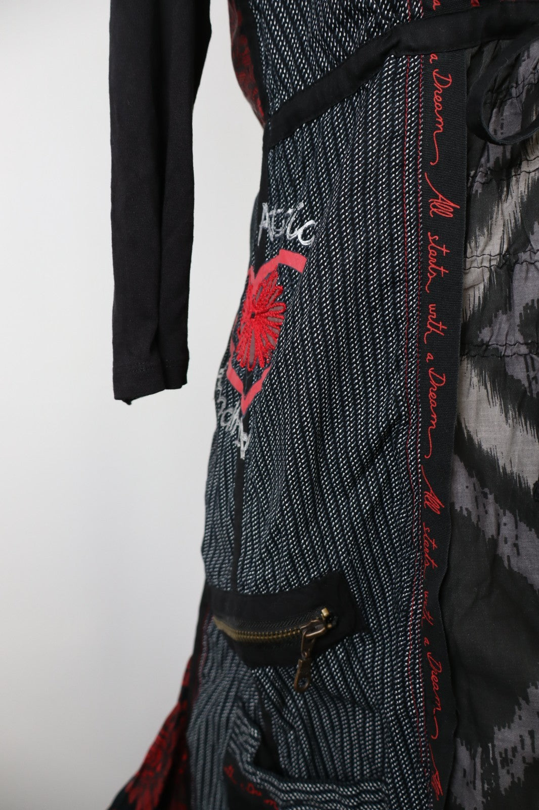 DESIGUAL VESTITO ABITO MANICHE A 3/4 DONNA TG 40 WOMAN CASUAL VINTAGE DRESS