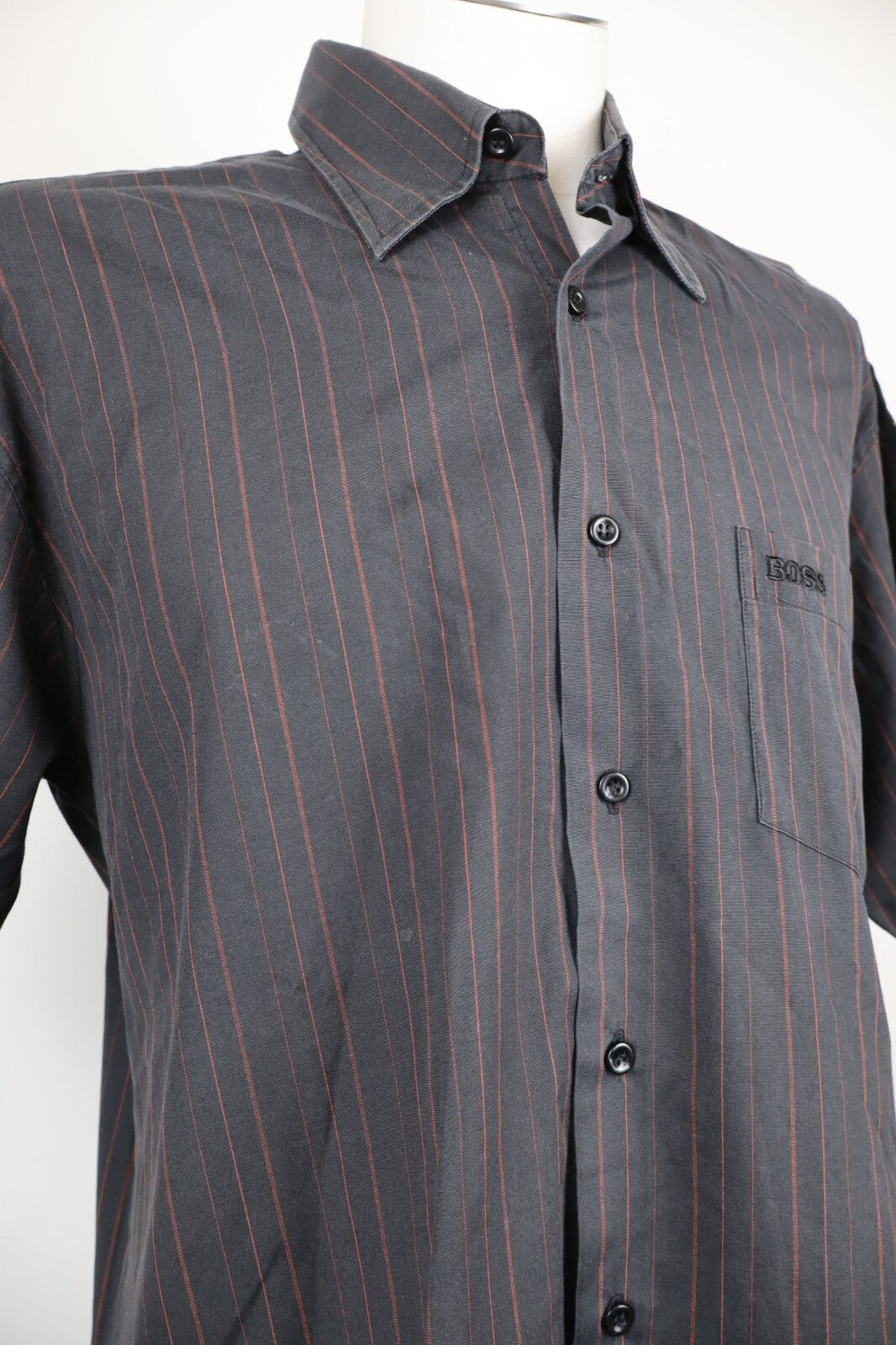 HUGO BOSS CAMICIA UOMO TG. L MAN CASUAL VINTAGE SHIRT COTONE COTTON A RIGHE