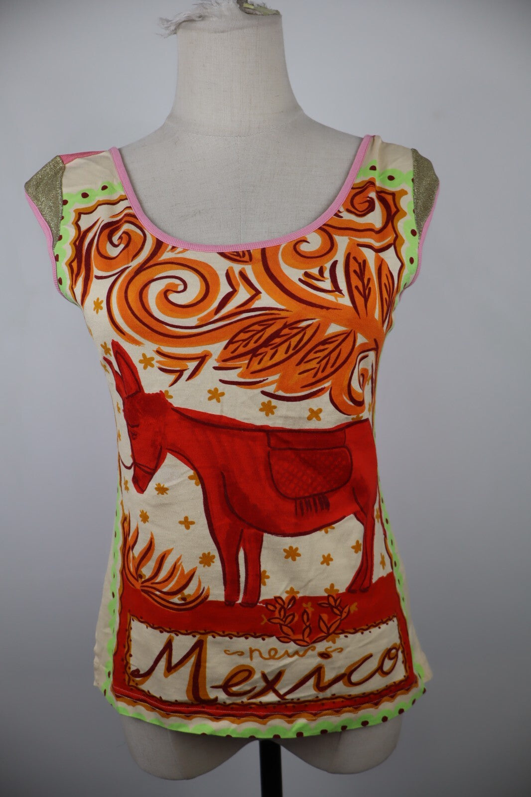 CUSTO BARCELONA CANOTTA MAGLIA DONNA M WOMAN CASUAL VINTAGE T-SHIRT TOP MEXICO