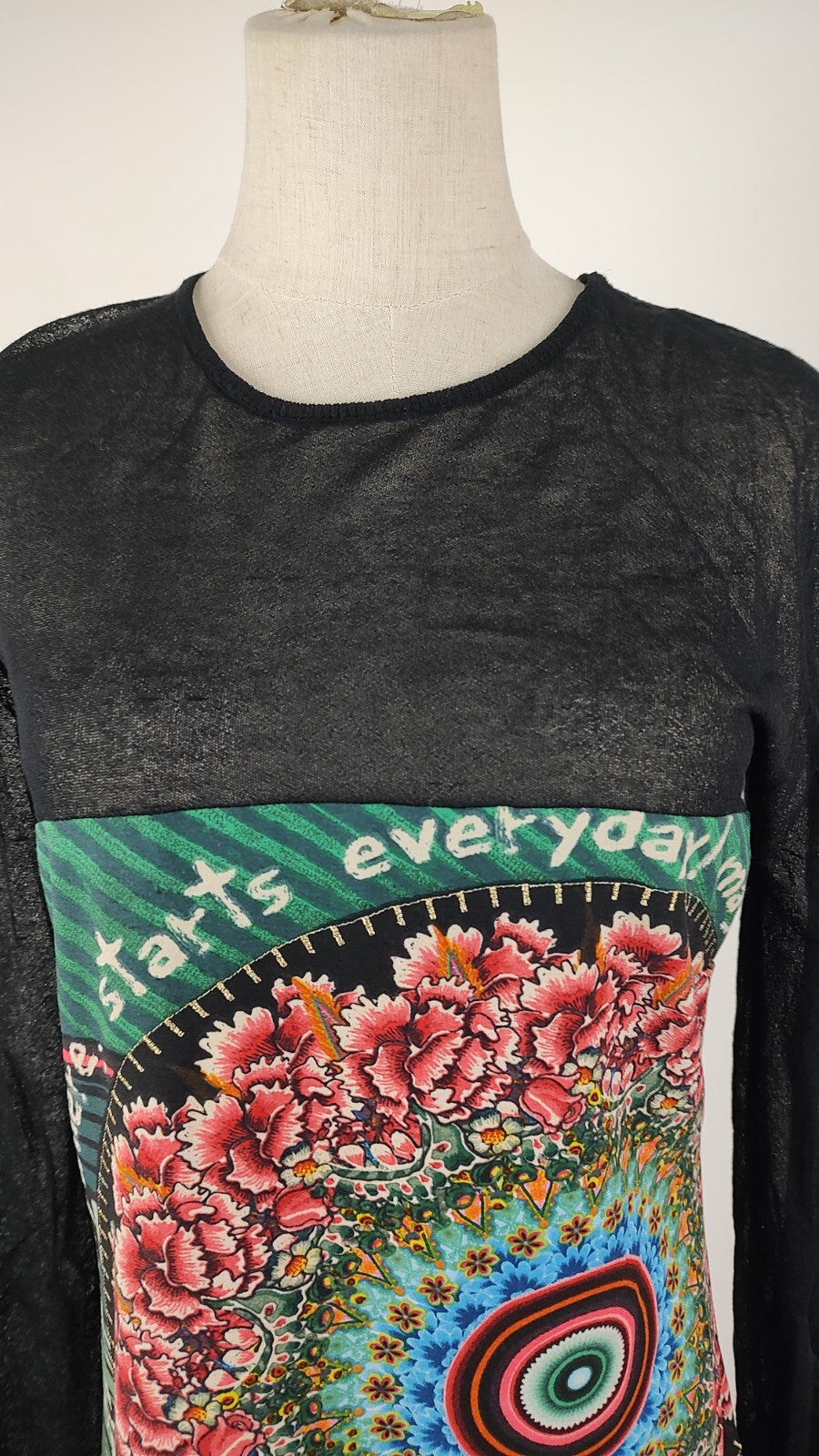 DESIGUAL VESTITO CAMICIA DONNA TG. 40 WOMAN CASUAL VINTAGE DRESS