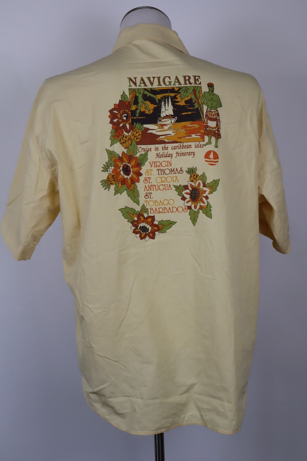 NAVIGARE CARIBBEAN ISLES CAMICIA UOMO COTONE TG. L  MAN CASUAL VINTAGE SHIRT