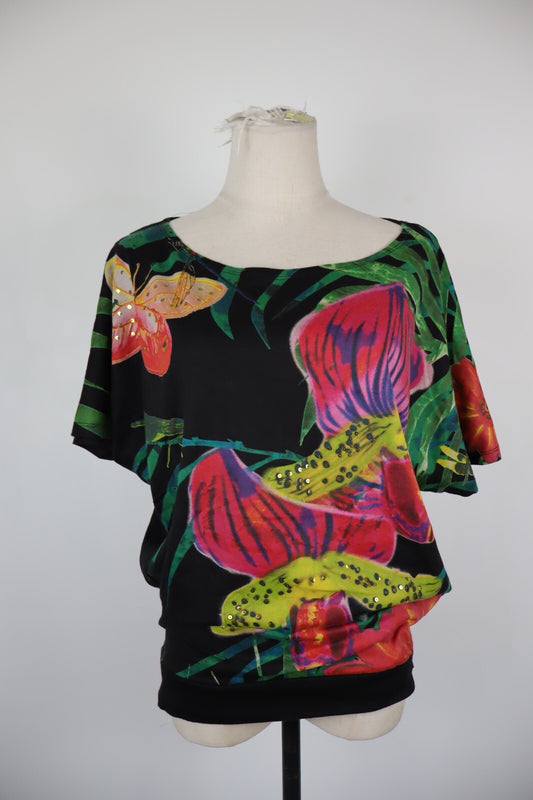 DESIGUAL MAGLIA COTONE DONNA TG. S WOMAN CASUAL VINTAGE T-SHIRT COTTON