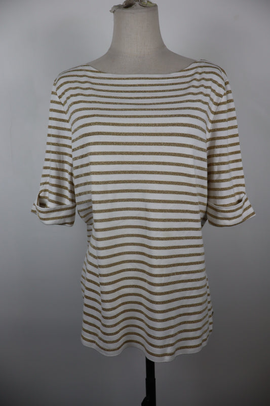 RALPH LAUREN MAGLIA DONNA TG. 2XL WOMAN CASUAL VINTAGE T-SHIRT COTONE RIGHE