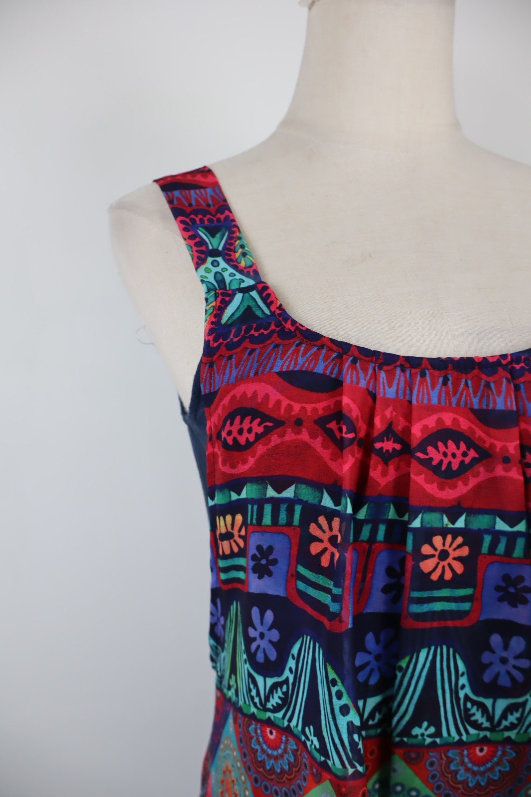 DESIGUAL VESTITO ABITO A BRETELLE DONNA TG 36 WOMAN CASUAL VINTAGE DRESS CANOTTA