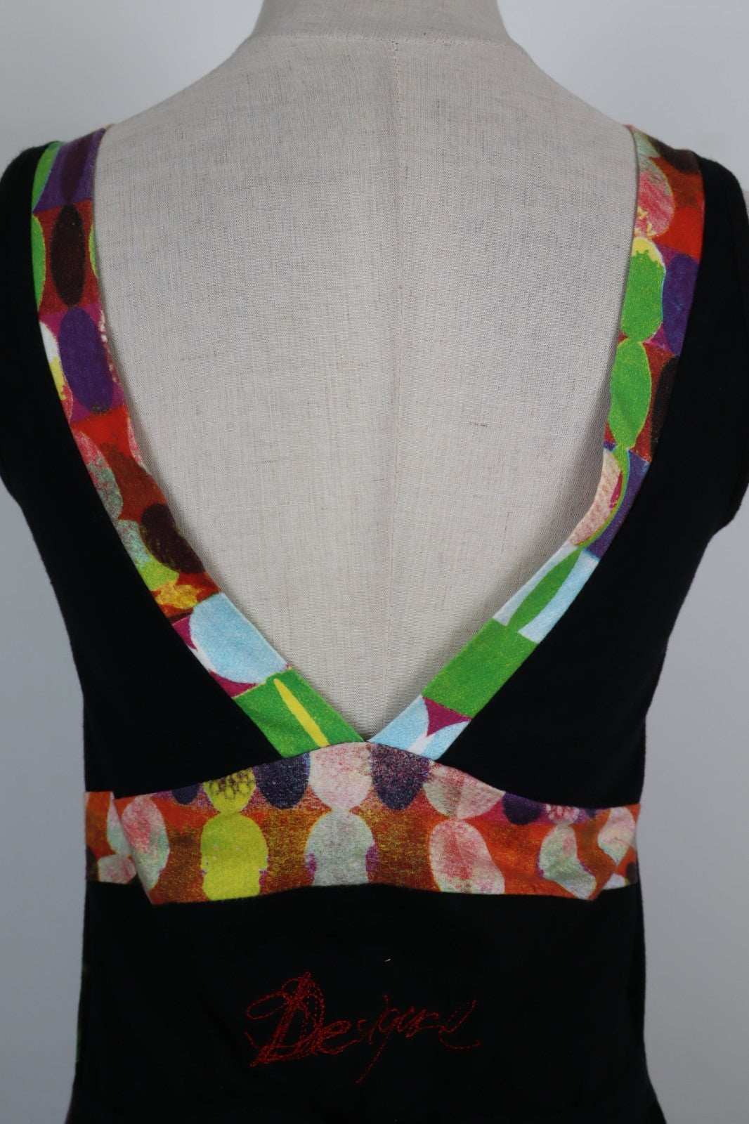 DESIGUAL VESTITO SMANICATO DONNA TG L WOMAN CASUAL VINTAGE DRESS ABITO COTONE