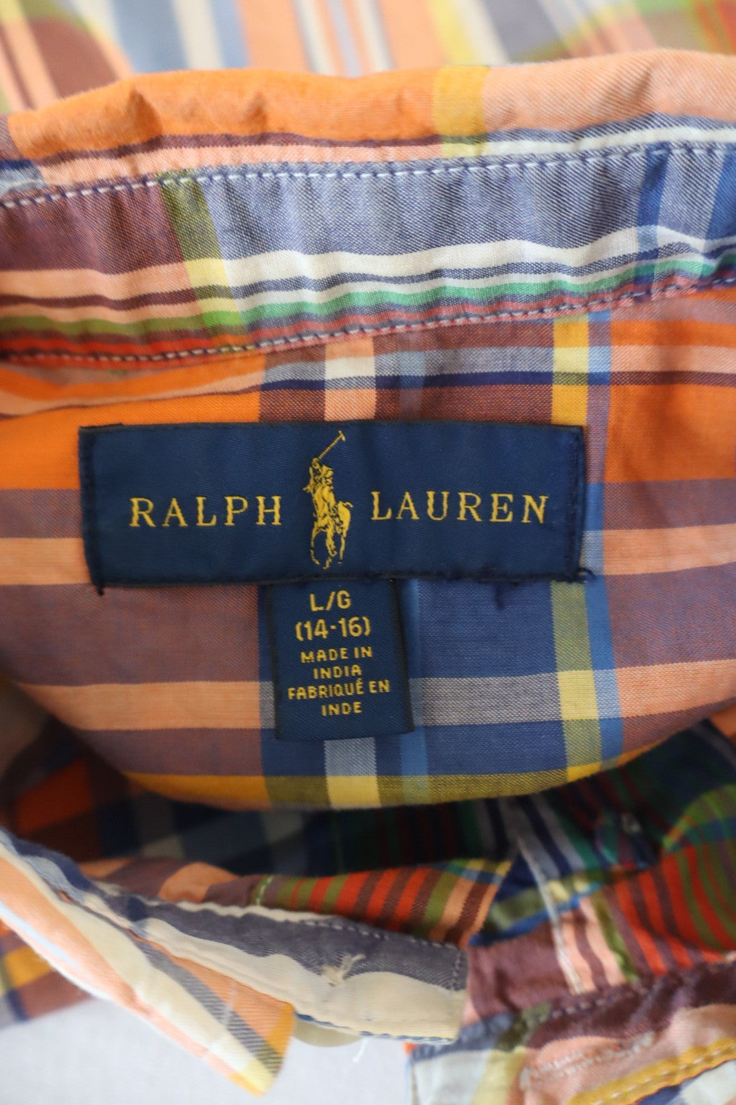 RALPH LAUREN CAMICIA RAGAZZO L 14/16 ANNI BOY CASUAL VINTAGE SHIRT COTONE