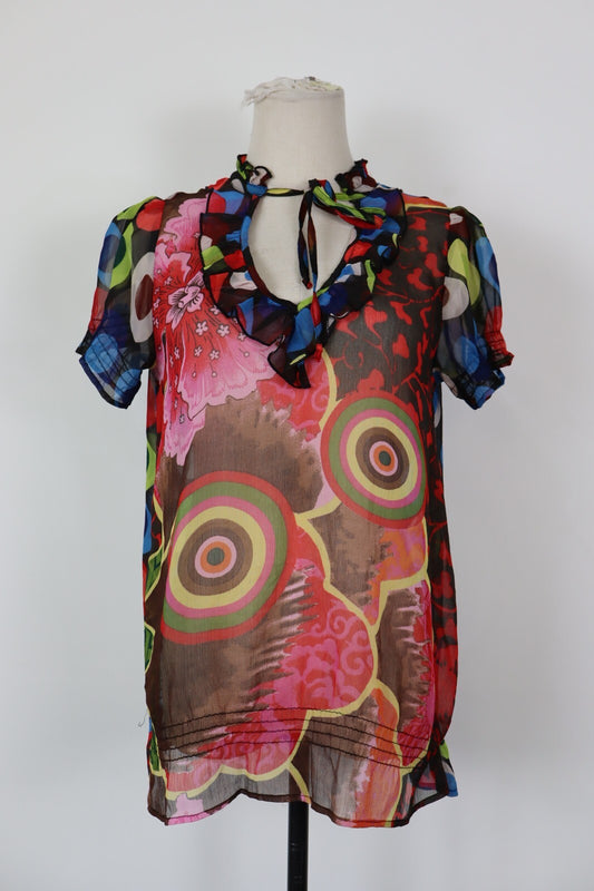 DESIGUAL MAGLIA DONNA TG. L WOMAN T-SHIRT CASUAL VINTAGE