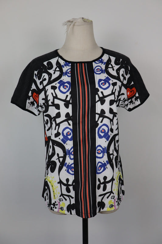 DESIGUAL MAGLIA DONNA TG. M WOMAN CASUAL VINTAGE T-SHIRT TOP COTONE CON TAG