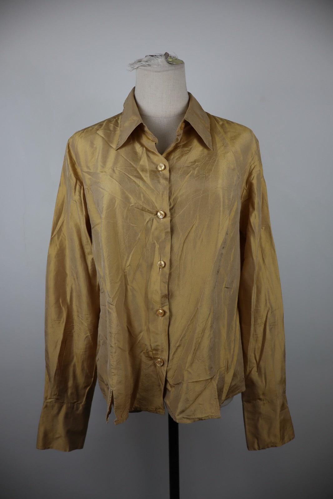 MARINA RINALDI BASIC CAMICIA DONNA TG. 21 WOMAN SHIRT CASUAL VINTAGE GOLD ORO