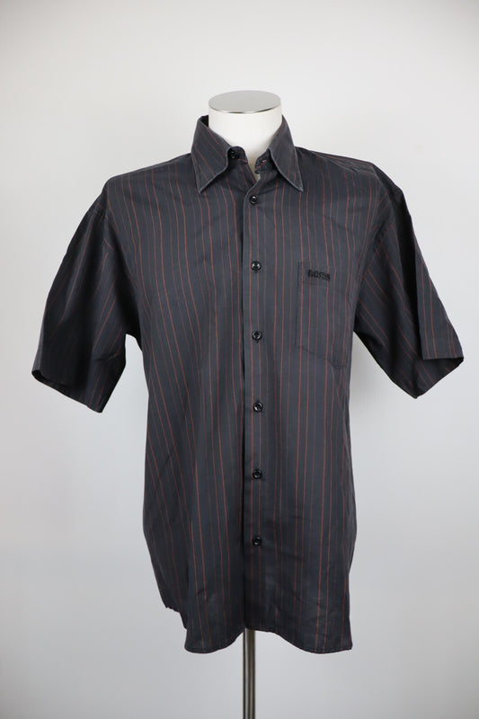 HUGO BOSS CAMICIA UOMO TG. L MAN CASUAL VINTAGE SHIRT COTONE COTTON A RIGHE