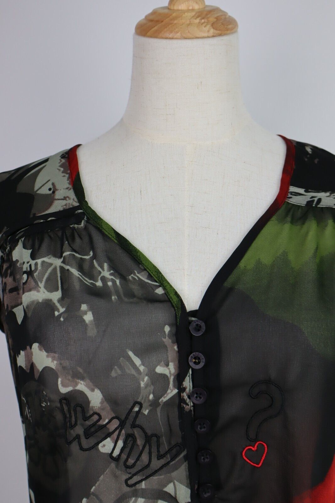 DESIGUAL CAMICIA  DONNA TG. L WOMAN SHIRT CASUAL VINTAGE SMANICATA