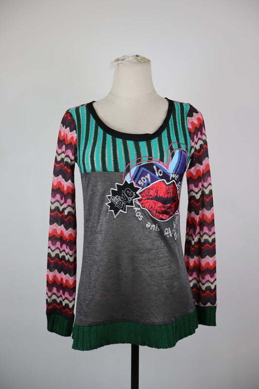 DESIGUAL MAGLIA DONNA TG. S  WOMAN CASUAL VINTAGE T-SHIRT