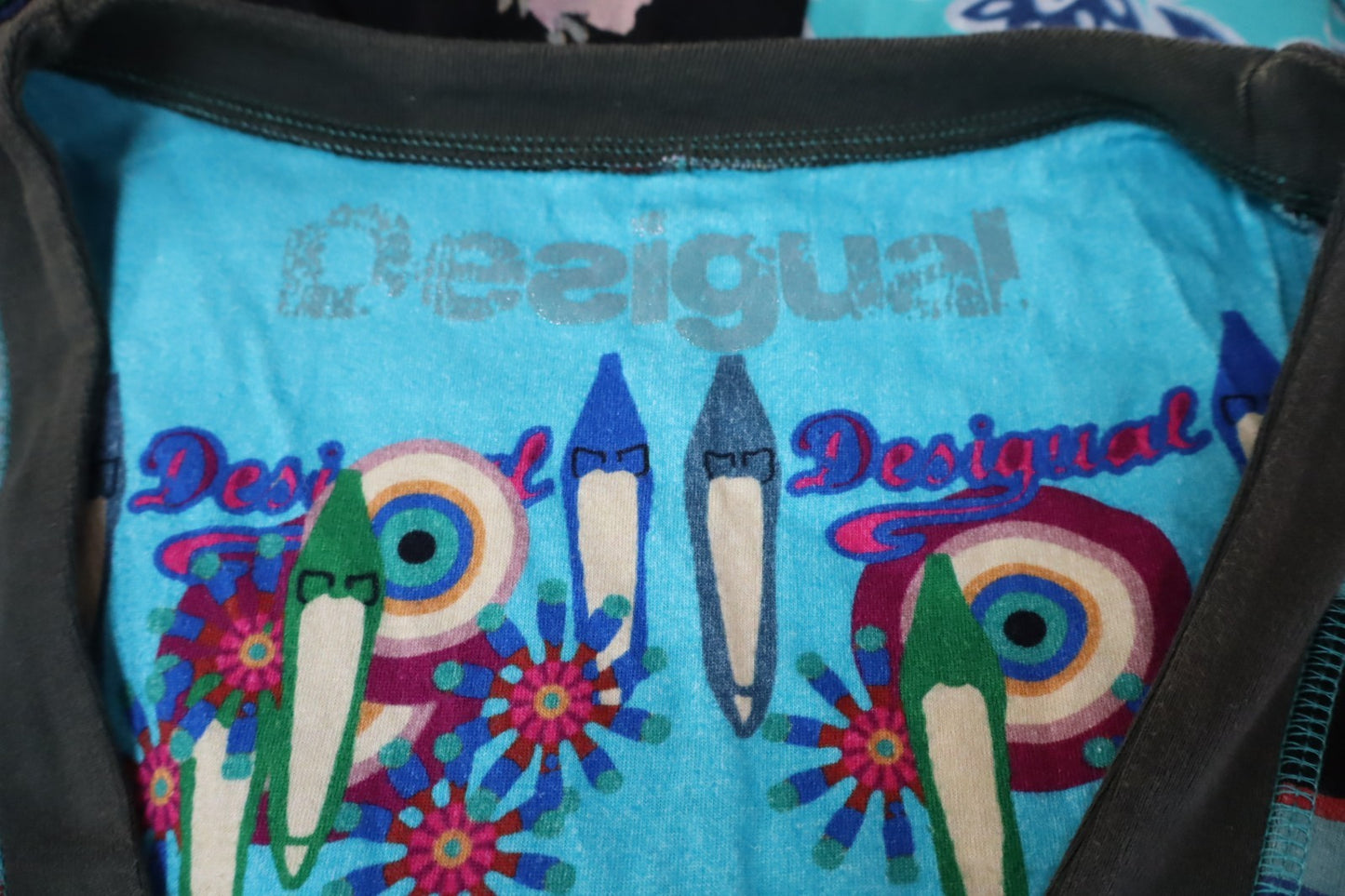 DESIGUAL VESTITO ABITO SMANICATO DONNA TG. L WOMAN CASUAL VINTAGE DRESS COTONE