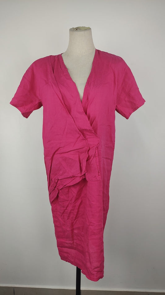 MARELLA VESTITO DONNA TG. 48 WOMAN CASUAL VINTAGE DRESS LINO