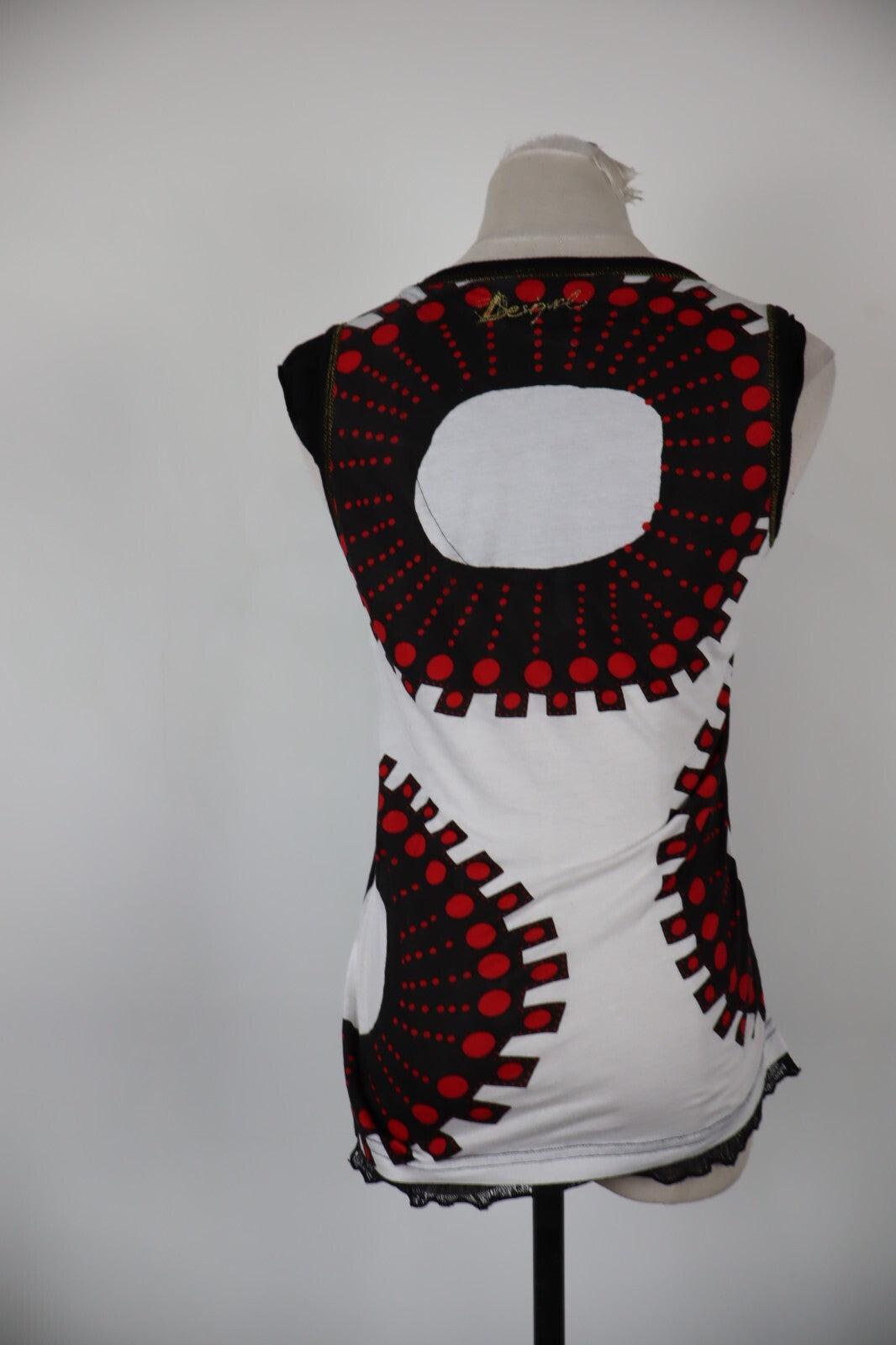 DESIGUAL MAGLIA CANOTTA TOP DONNA TG. L WOMAN T-SHIRT CASUAL VINTAGE COTONE