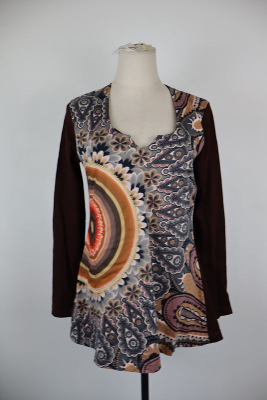 DESIGUAL MAGLIA COTONE DONNA TG. L WOMAN CASUAL VINTAGE T-SHIRT COTTON