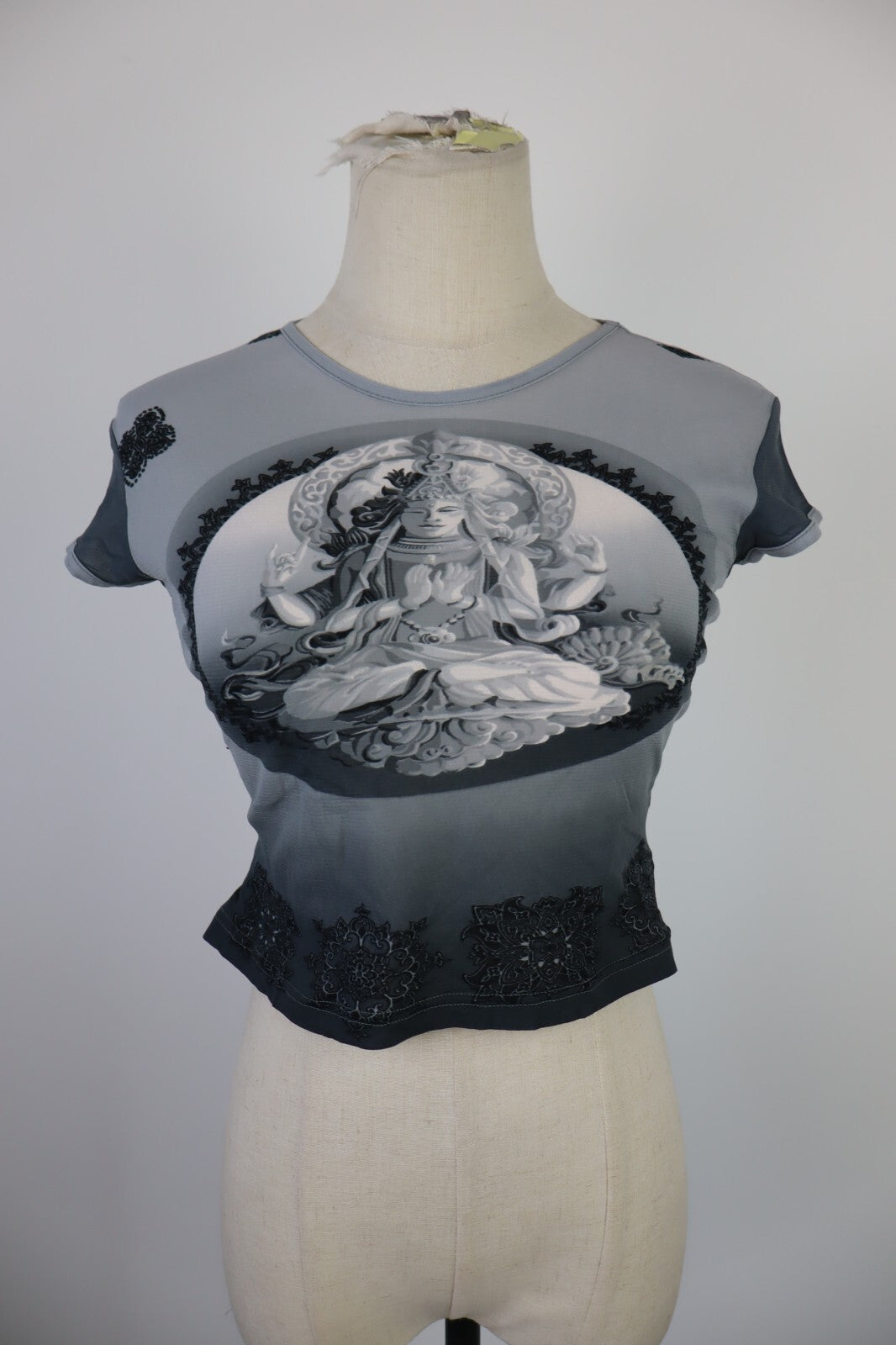 MAGLIA CROP TOP DONNA S WOMAN T-SHIRT STREETWEAR STAMPA INDIE GRUNGE Y2K 2000'S