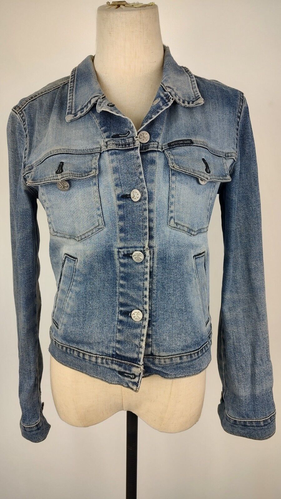 CALVIN KLEIN GIACCA DONNA COTONE Tg S WOMAN CASUAL VINTAGE JACKET COTTON DENIM