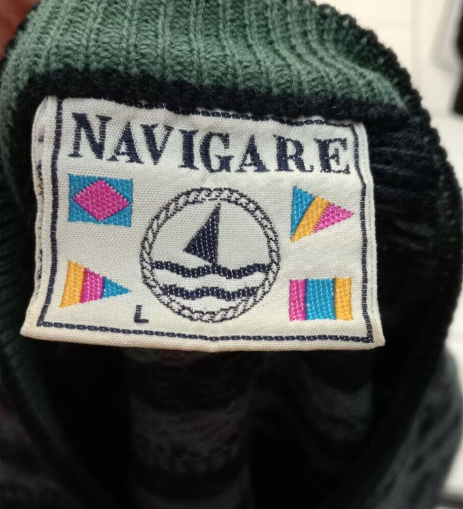 NAVIGARE MAGLIONE LANA WOOL VINTAGE UOMO Tg. L MAN SWEATER CASUAL MADE ITALY