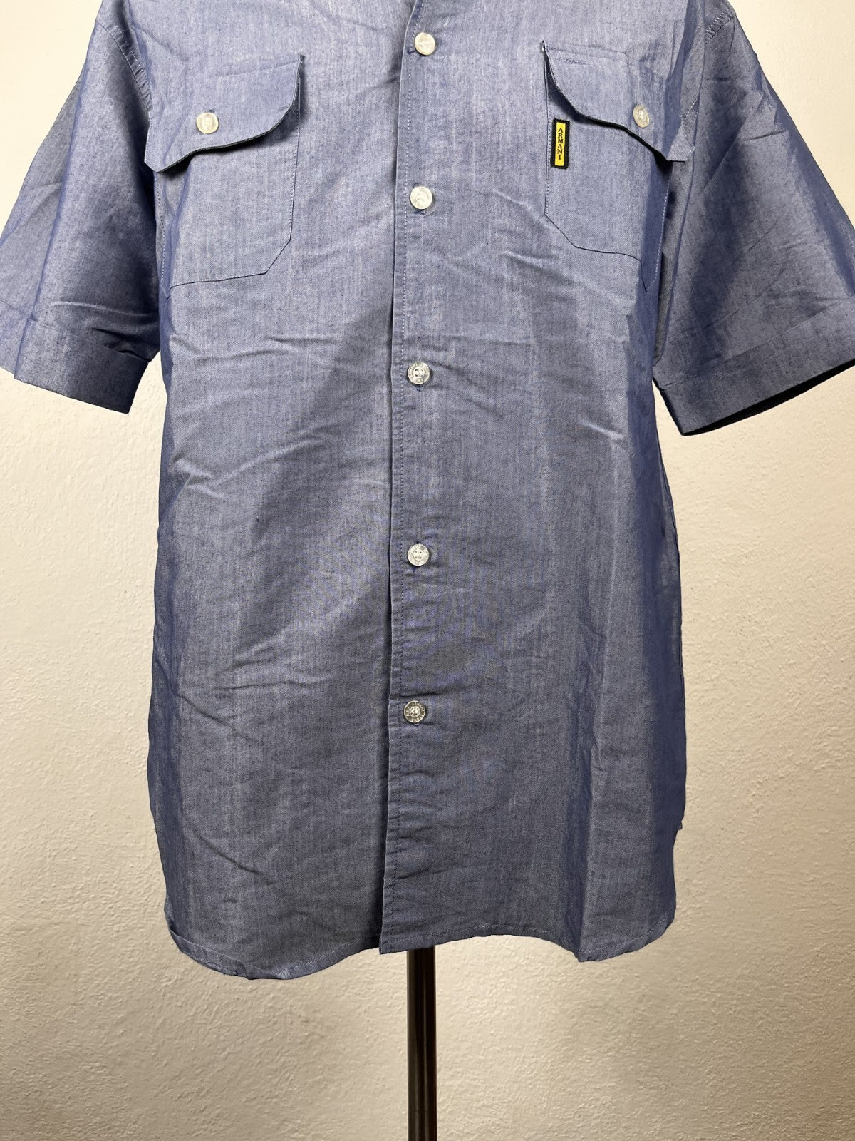 AJ ARMANI JEANS CAMICIA UOMO COTONE TG. M MAN CASUAL VINTAGE COTTON SHIRT TASCHE