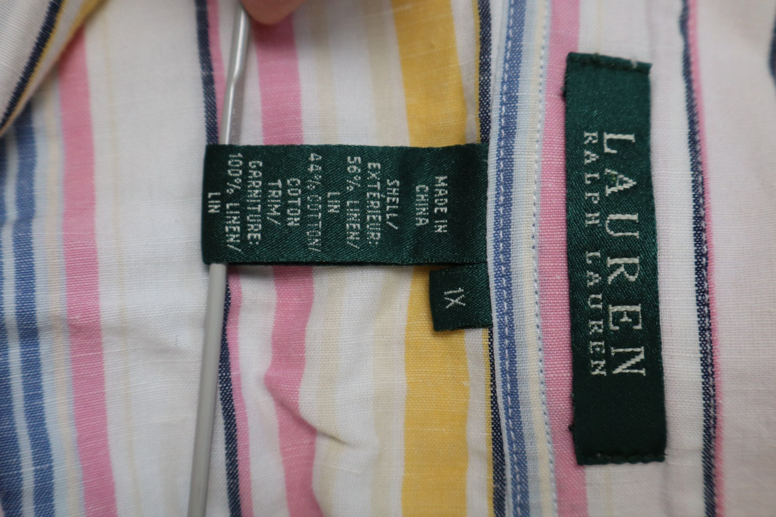 LAUREN RALPH LAUREN CAMICIA DONNA TG. 1X WOMAN SHIRT CASUAL VINTAGE COTONE LINO