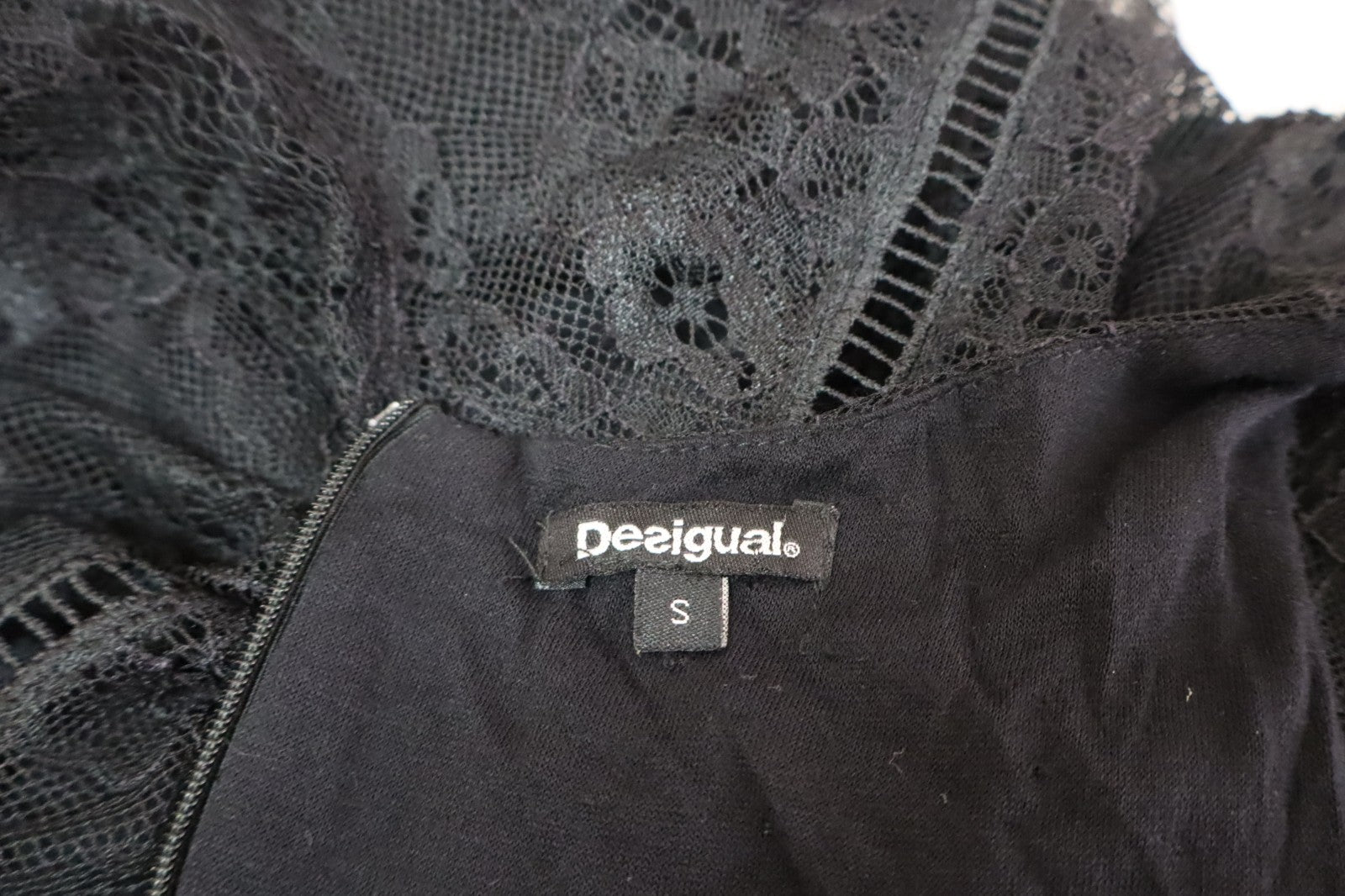 DESIGUAL VESTITO ABITO SMANICATO DONNA TG. S WOMAN CASUAL VINTAGE DRESS NERO