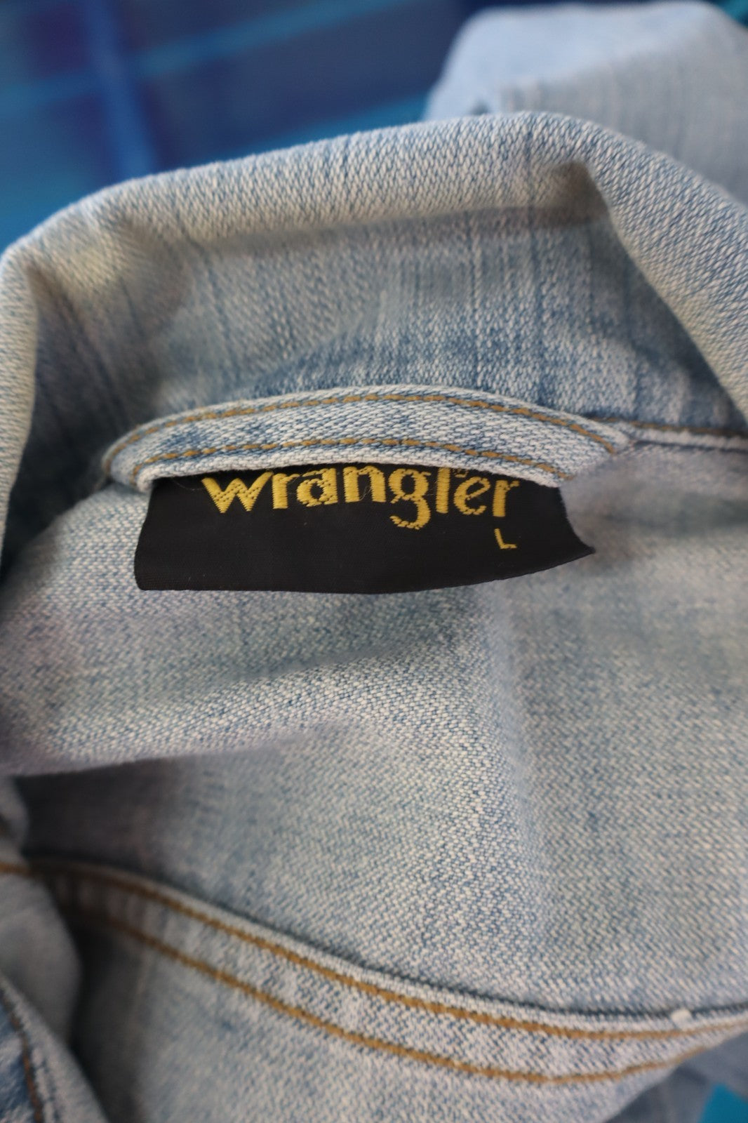 WRANGLER GIUBBINO JEANS DENIM GIACCA UOMO TG L MAN CASUAL JACKET VINTAGE COTONE