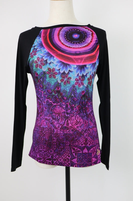 DESIGUAL MAGLIA DONNA TG. S WOMAN T-SHIRT CASUAL VINTAGE CON FANTASIA