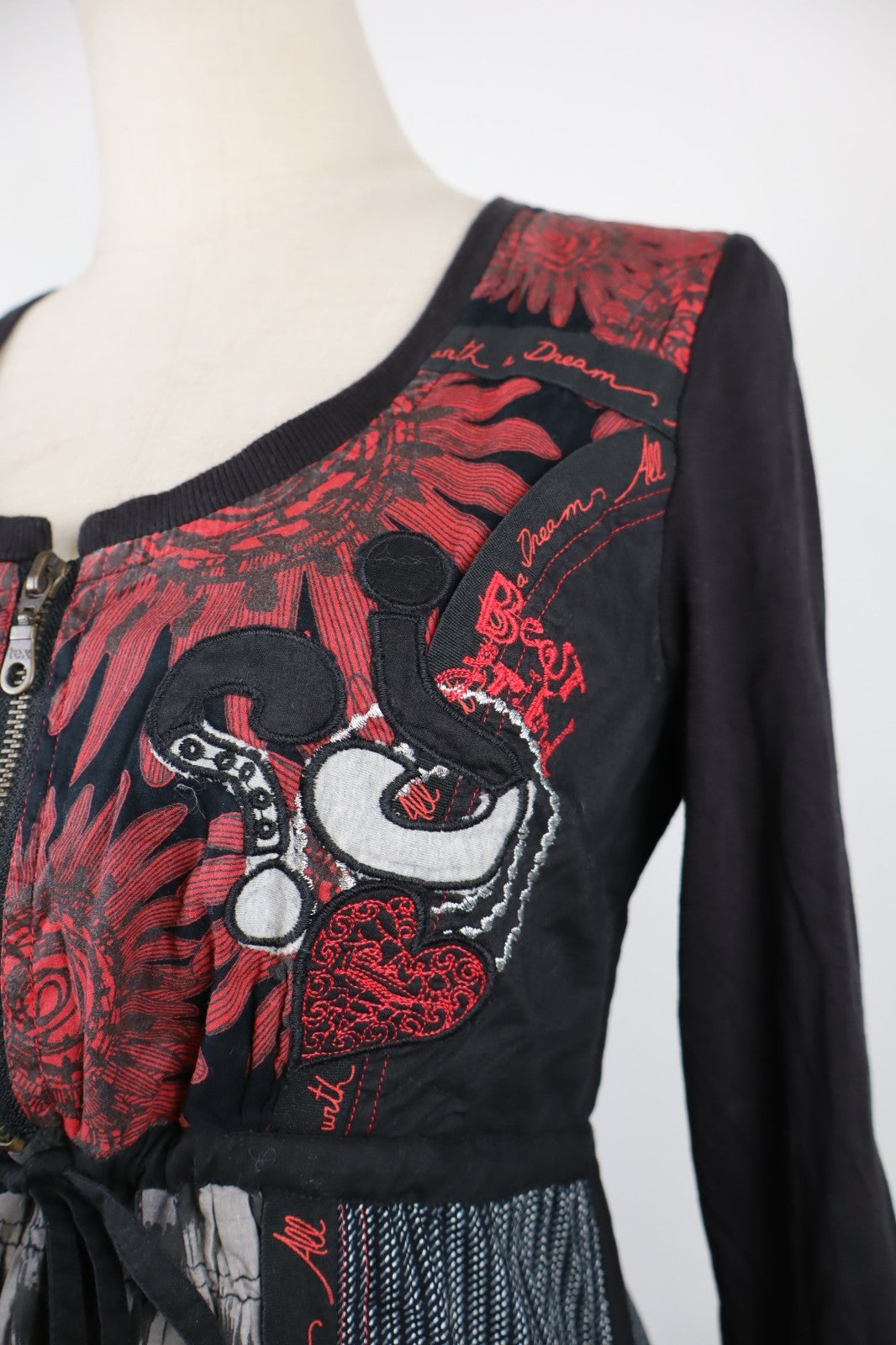 DESIGUAL VESTITO ABITO MANICHE A 3/4 DONNA TG 40 WOMAN CASUAL VINTAGE DRESS