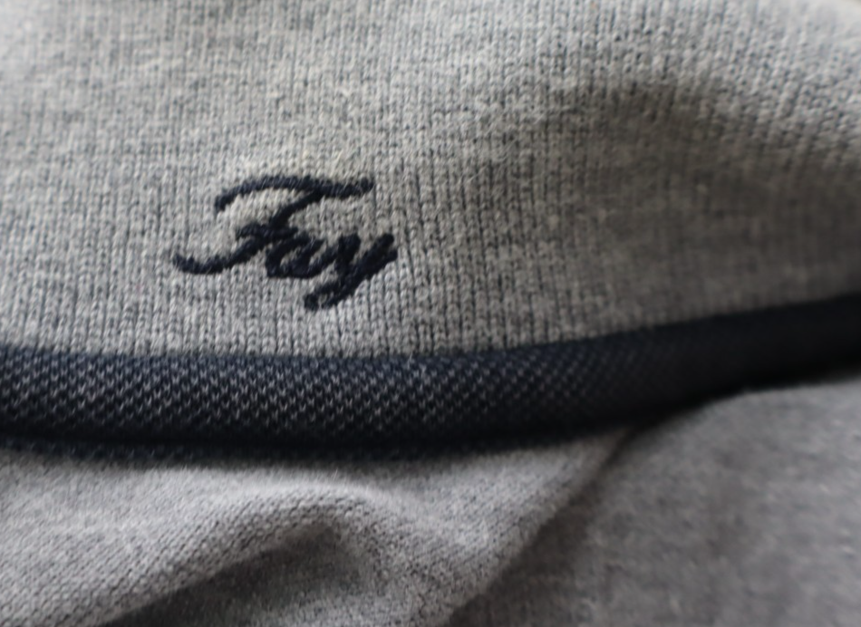 FAY  POLO MAGLIA UOMO COTONE TG L MAN COTTON T- SHIRT CASUAL VINTAGE GRIGIO LOGO