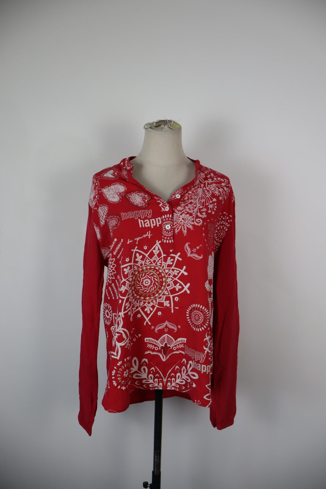 DESIGUAL CAMICIA BLUSA DONNA TG. XL WOMAN SHIRT CASUAL VINTAGE VISCOSA