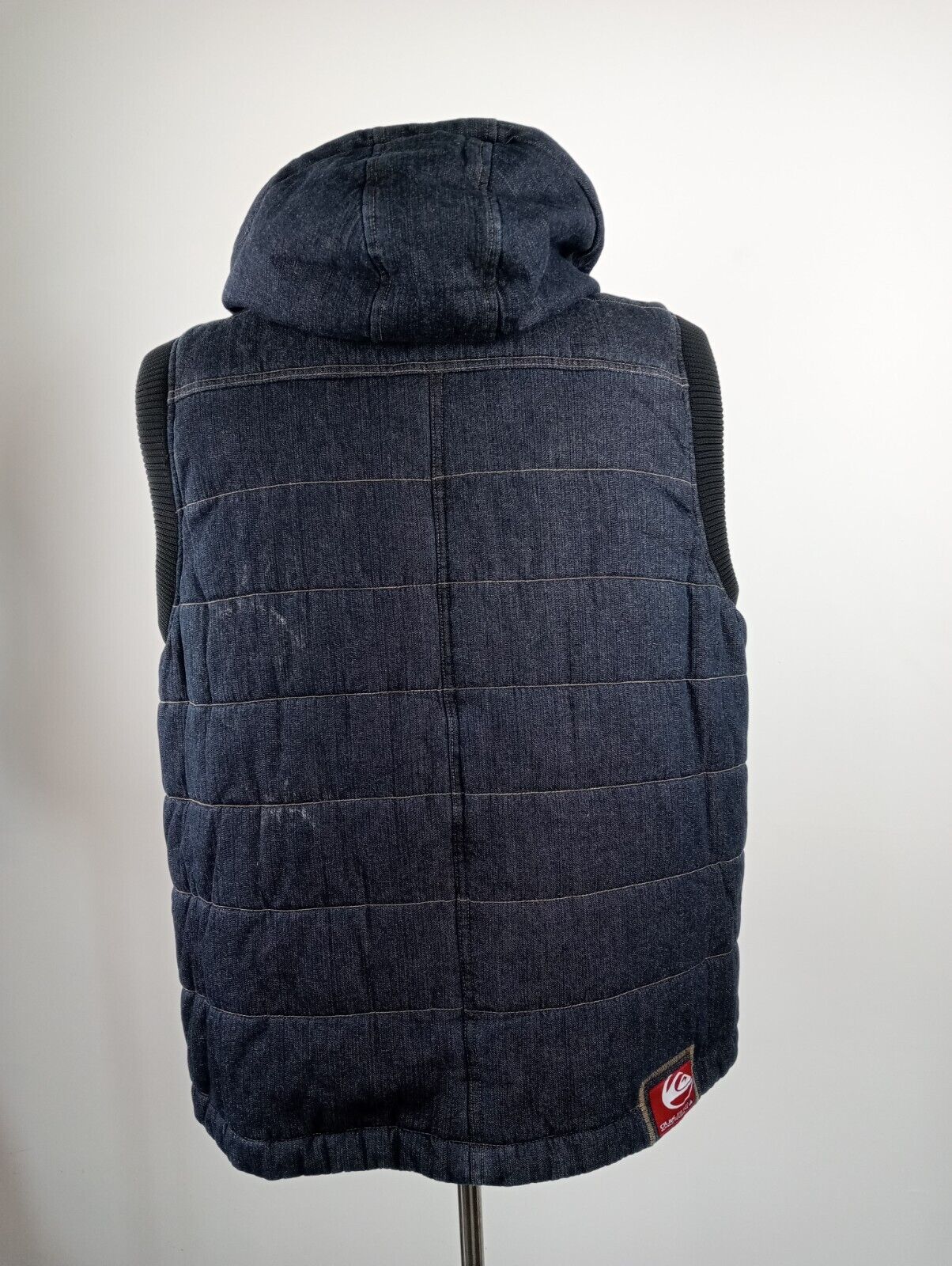 QUIKSILVER GIUBBINO SMANICATO IMBOTTITO GILET DENIM JEANS UOMO Tg XL MAN JACKET