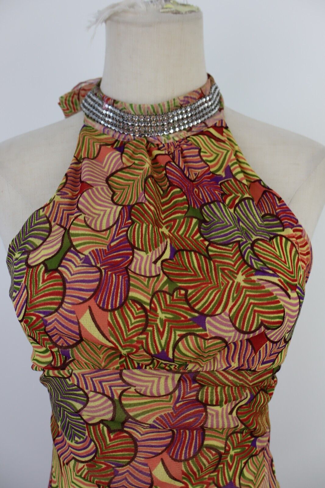 VESTITO DONNA TG S WOMAN SETA LUXURY FUNKY GROOVY VINTAGE CHIFFON Y2K 2000'S