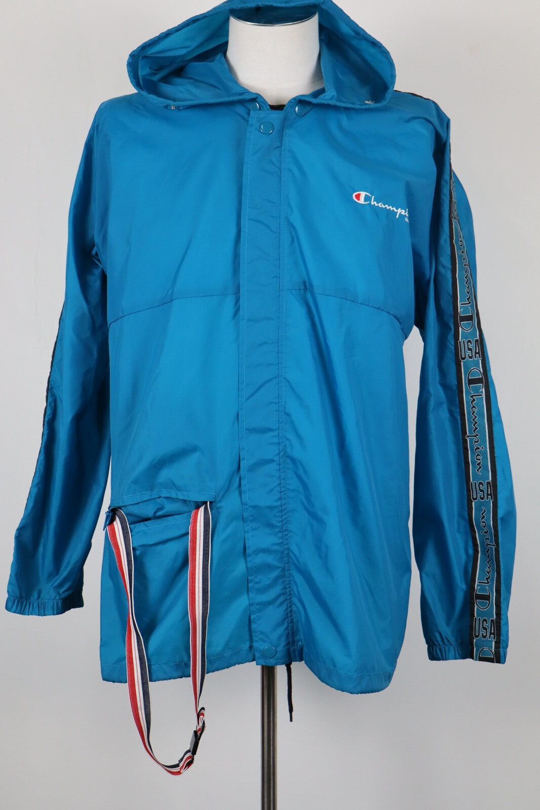 CHAMPION GIUBBINO IMPERMEABILE UOMO M MAN GIACCA VINTAGE SPORT RICHIUDIBILE