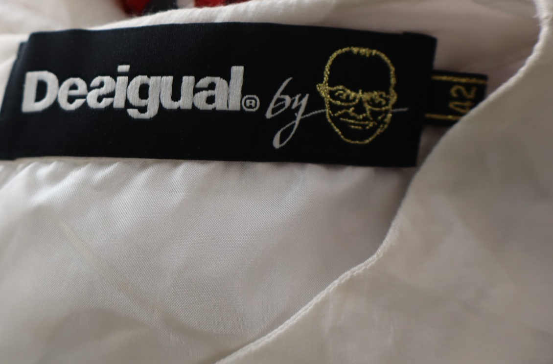 DESIGUAL VESTITO SMANICATO DONNA TG. 42 WOMAN CASUAL VINTAGE DRESS VISCOSA SETA