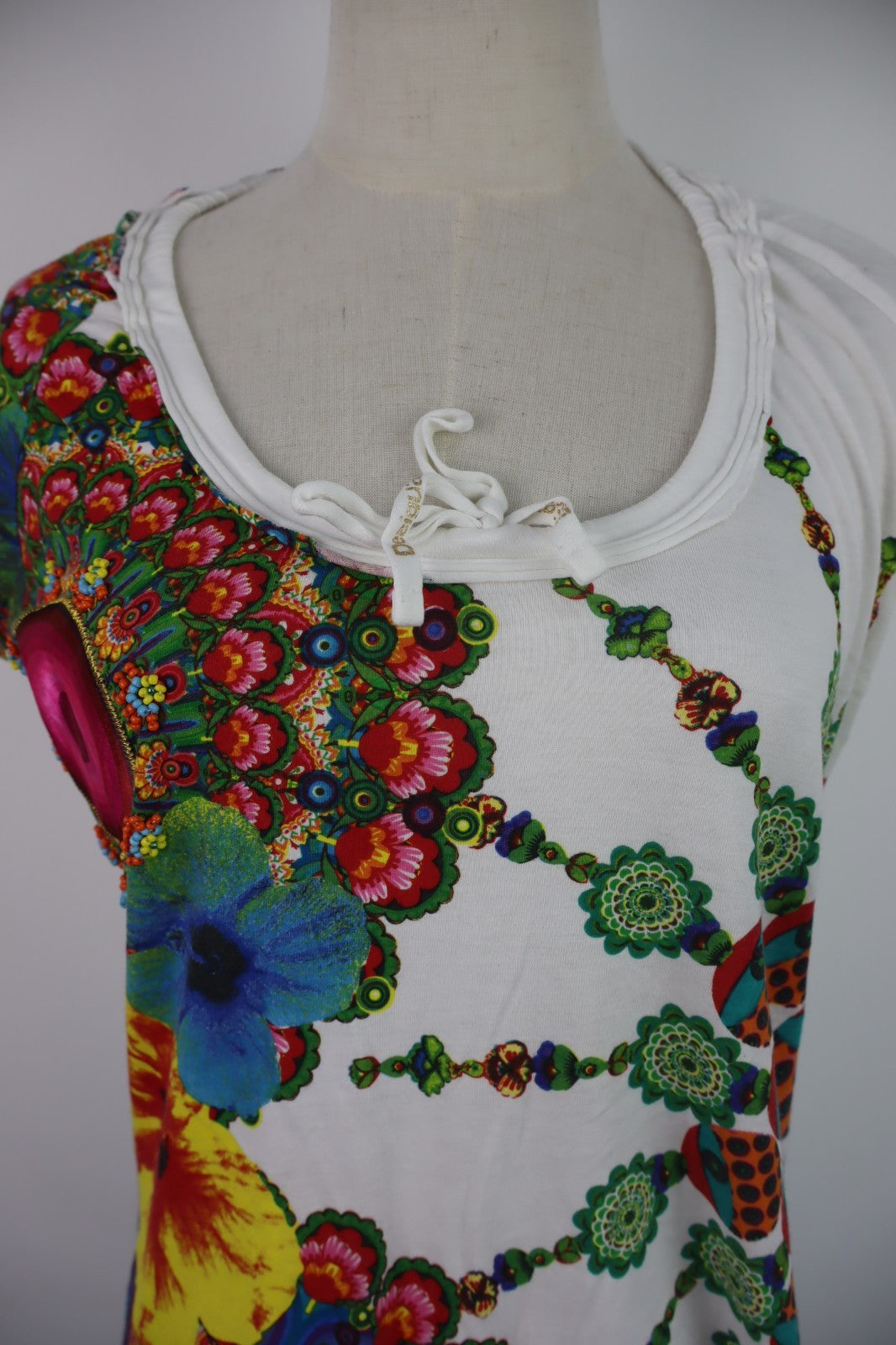 DESIGUAL MAGLIA DONNA TG. XL WOMAN CASUAL VINTAGE T-SHIRT TOP COTONE