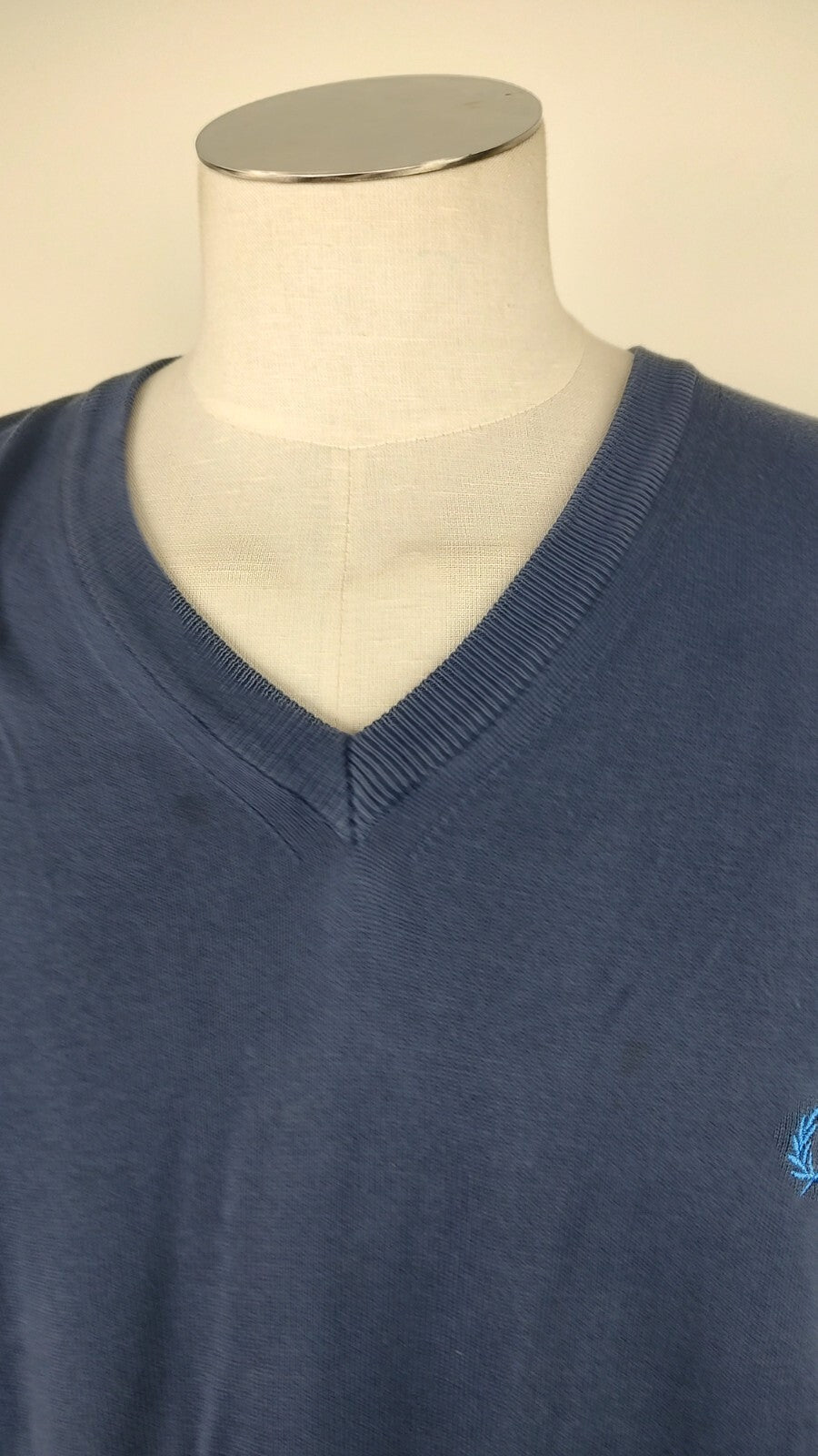 FRED PERRY MAGLIONE COTONE BLU VINTAGE UOMO Tg. XL MAN SWEATER CASUAL