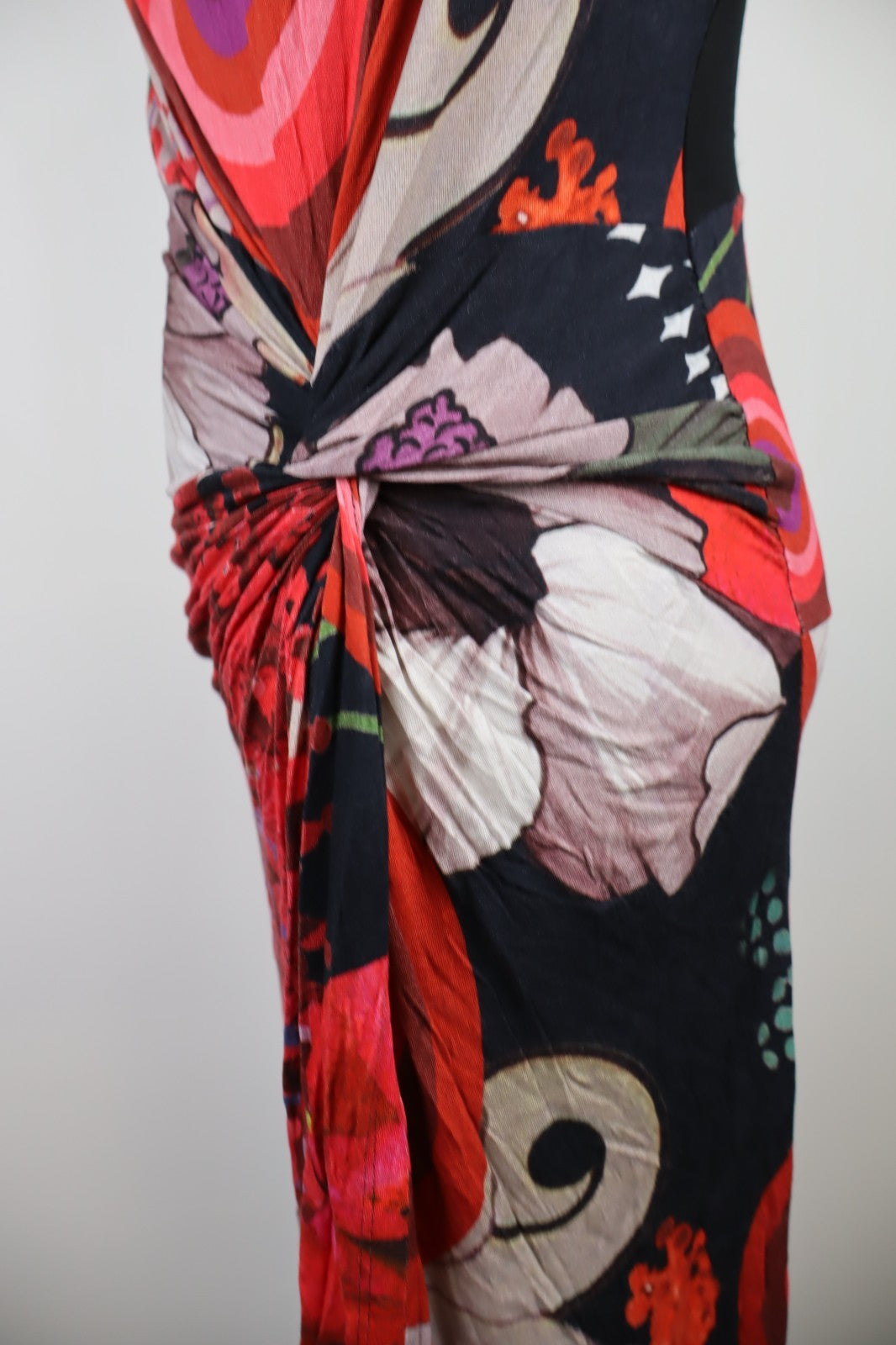 DESIGUAL VESTITO SMANICATO DONNA TG. M WOMAN CASUAL VINTAGE DRESS VISCOSA NODO