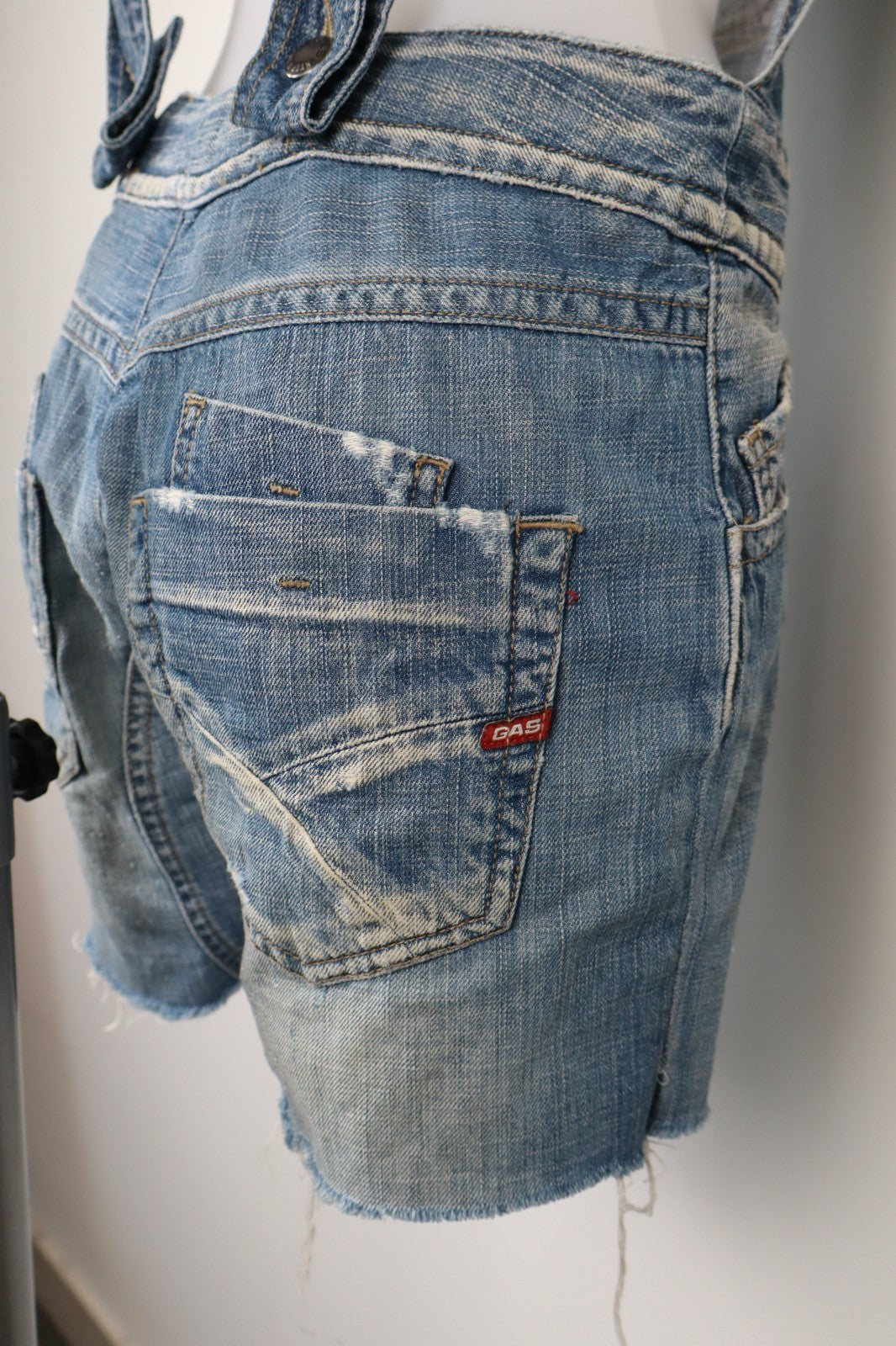 GAS JEANS COMPLETO DONNA PANTALONE TG 27 SALOPETTE ONE PIECE VINTAGE DENIM