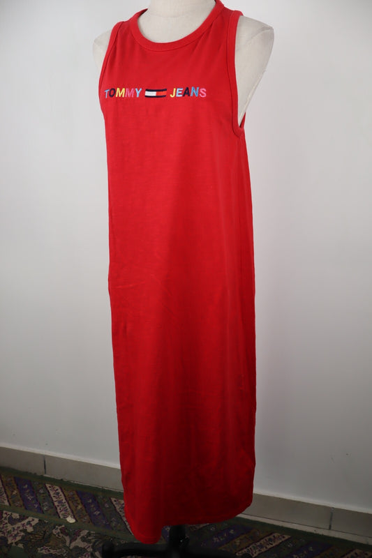 TOMMY HILFIGER JEANS VESTITO DONNA TG. L WOMAN CASUAL VINTAGE DRESS  COTONE