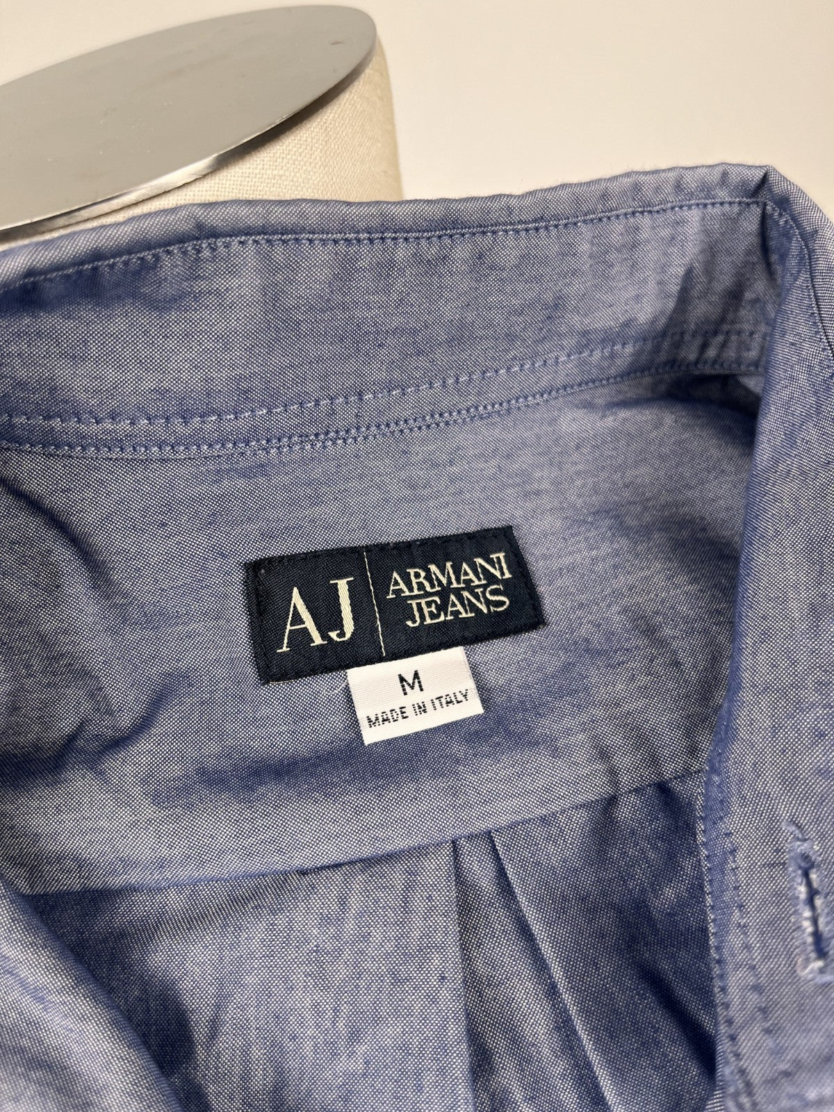 AJ ARMANI JEANS CAMICIA UOMO COTONE TG. M MAN CASUAL VINTAGE COTTON SHIRT TASCHE