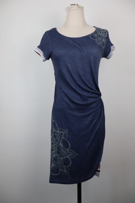 DESIGUAL VESTITO ABITO DONNA TG. S WOMAN CASUAL VINTAGE DRESS POLIESTERE BLU