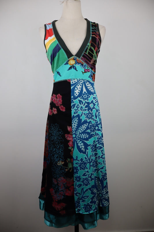 DESIGUAL VESTITO ABITO SMANICATO DONNA TG. L WOMAN CASUAL VINTAGE DRESS LOGO