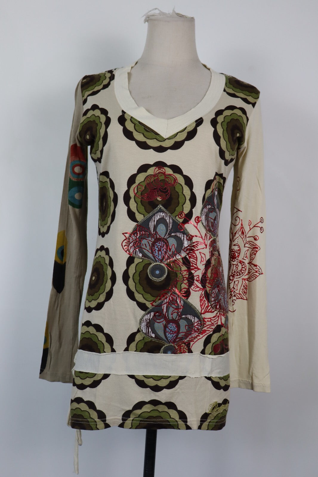 DESIGUAL VESTITO DONNA TG. S WOMAN CASUAL VINTAGE DRESS ABITO COTONE