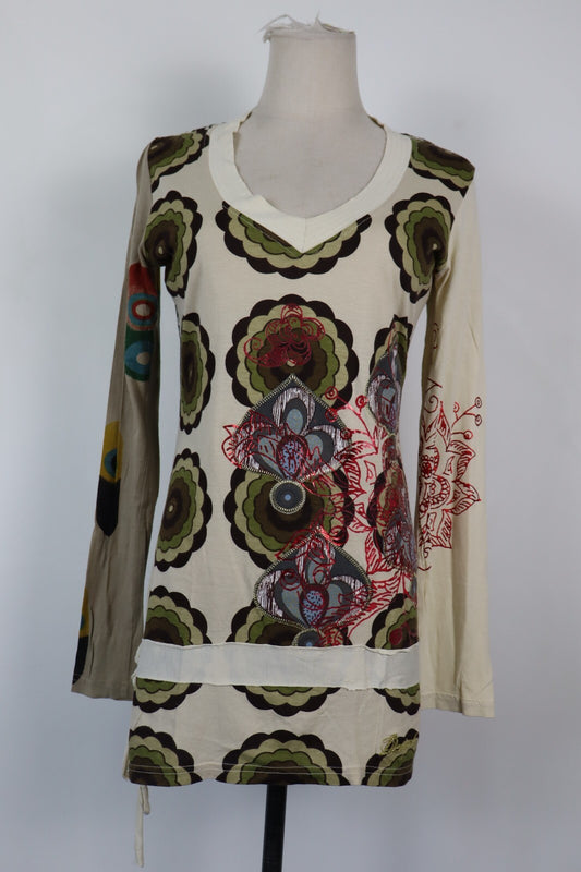 DESIGUAL VESTITO DONNA TG. S WOMAN CASUAL VINTAGE DRESS ABITO COTONE