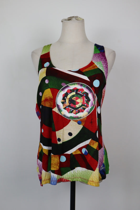 DESIGUAL MAGLIA DONNA TG. L WOMAN CASUAL VINTAGE T-SHIRT  TOP CANOTTA