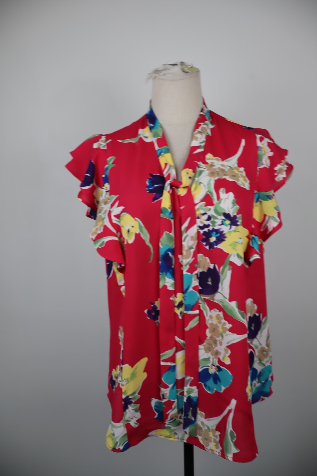 RALPH LAUREN MAGLIA DONNA TG. L WOMAN CASUAL T-SHIRT VINTAGE FLOREALE NYLON