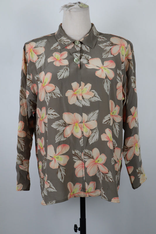 PERSONA POLO MAGLIA DONNA TG. 23 WOMAN SHIRT SETA SILK VINTAGE FLOREAL